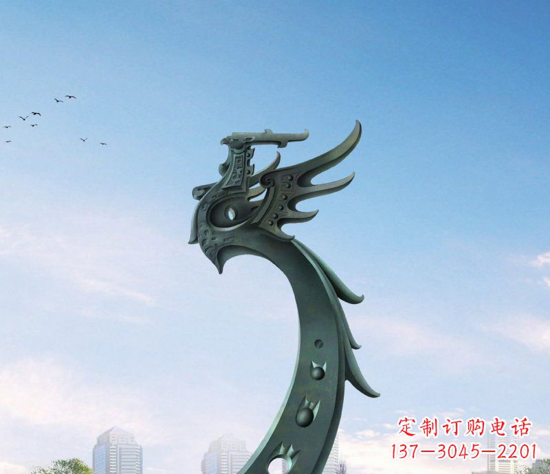 甘肃中领雕塑|抽象凤凰不锈钢雕塑