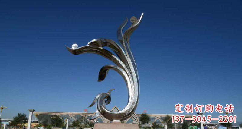 甘肃优雅迷人的不锈钢抽象凤凰雕塑