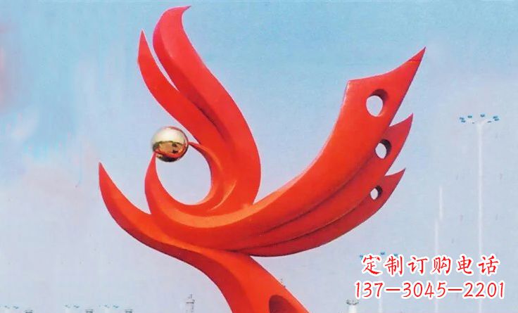 甘肃新中领雕塑-不锈钢抽象凤凰雕塑