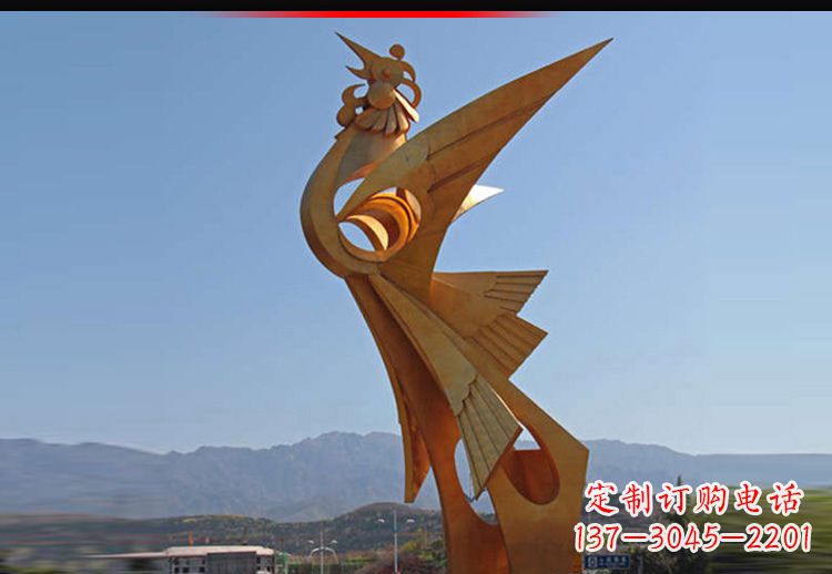 甘肃中领雕塑凤凰抽象雕塑11英寸