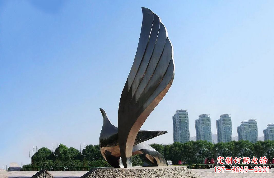 甘肃中领雕塑:不锈钢抽象鸽子雕塑