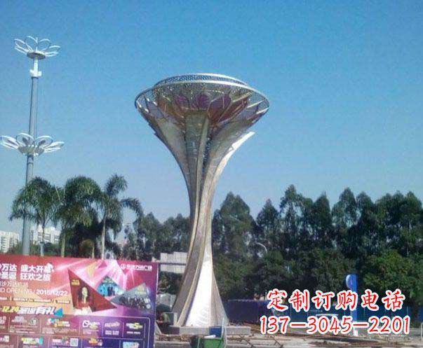 甘肃精美大型不锈钢抽象莲花雕塑