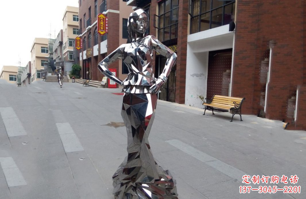 甘肃以美丽的姿态展示不锈钢美女雕塑