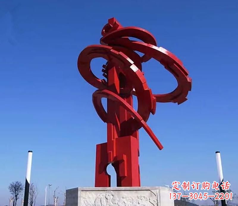 甘肃广场不锈钢抽象飘带雕塑2