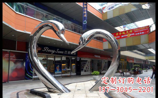 甘肃中领雕塑:精美的不锈钢抽象天鹅雕塑