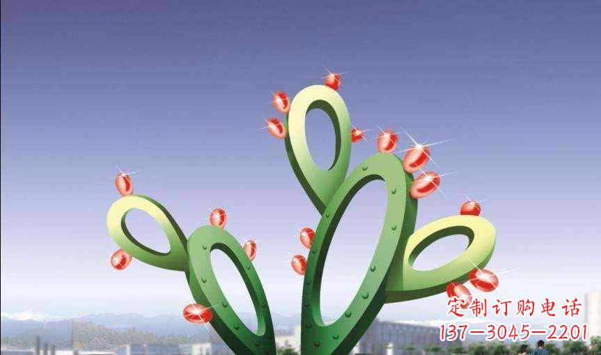甘肃广场不锈钢抽象仙人掌雕塑