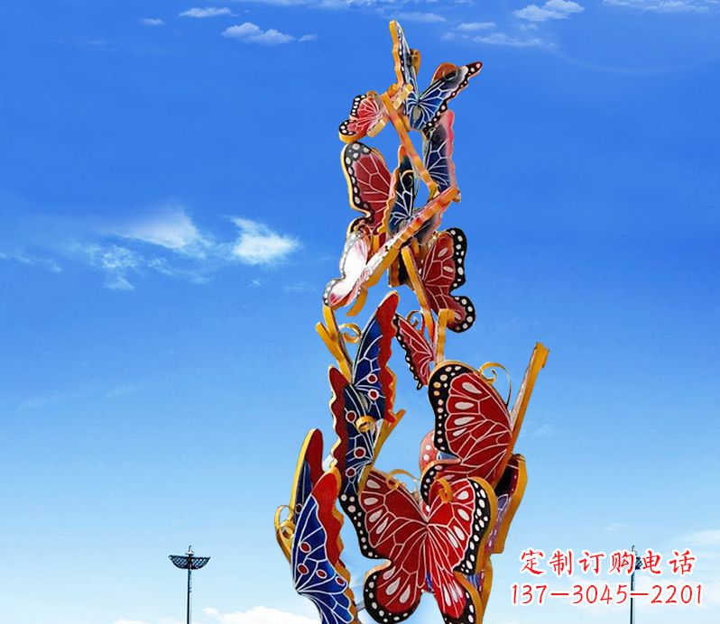 甘肃广场不锈钢大型彩绘蝴蝶雕塑