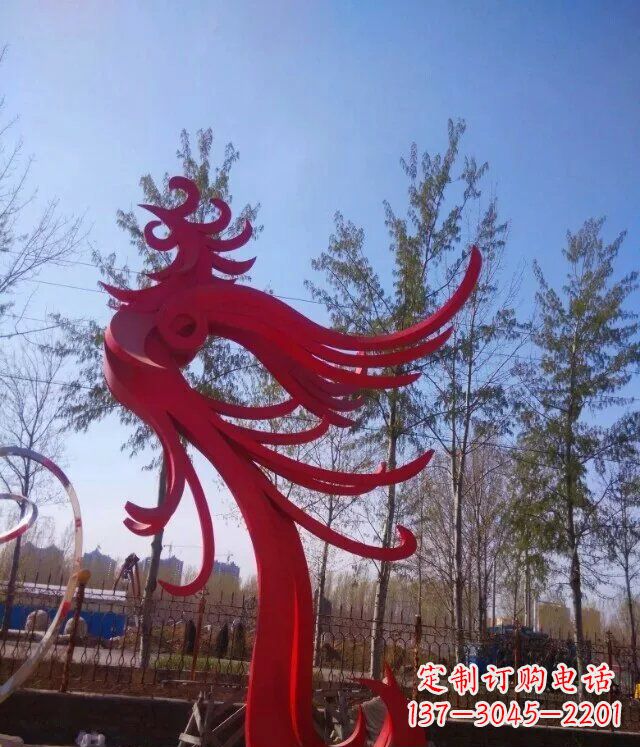 甘肃广场不锈钢大型抽象凤凰雕塑
