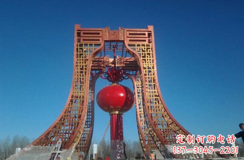 甘肃广场不锈钢大型灯笼雕塑
