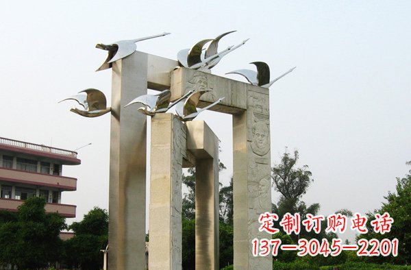 甘肃展现自然之美的不锈钢大雁动物雕塑