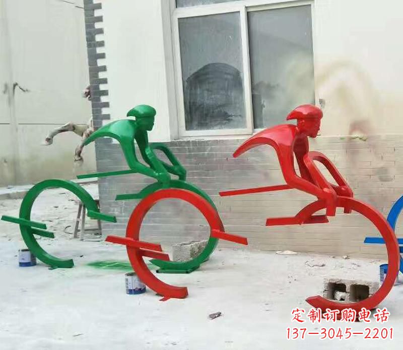 甘肃广场不锈钢单车人物雕塑
