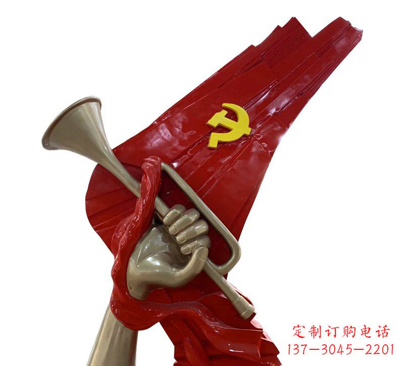 甘肃广场不锈钢党旗军号雕塑