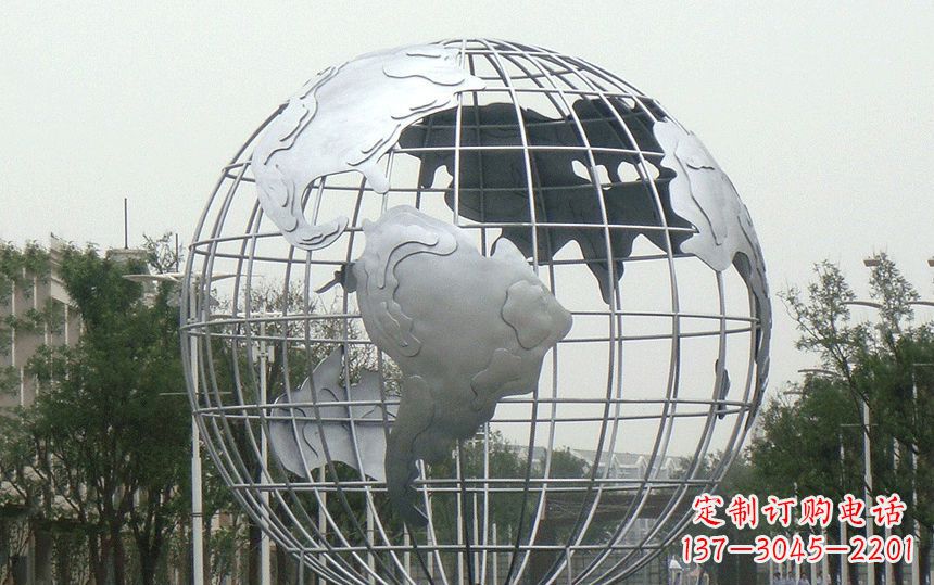 甘肃广场不锈钢地球雕塑 (2)
