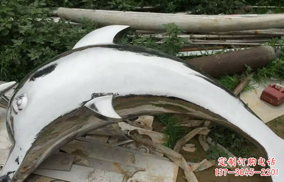 甘肃广场不锈钢海豚雕塑 (2)