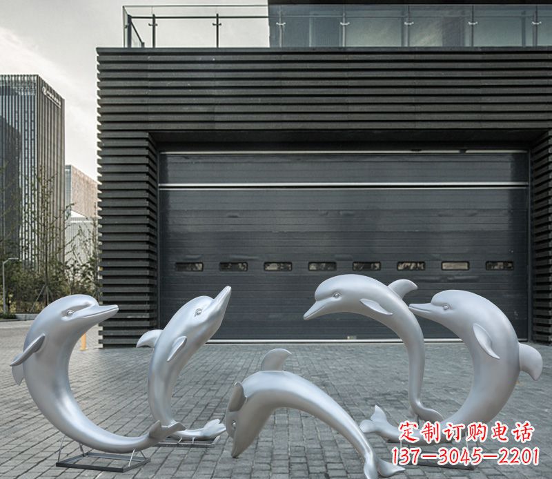 甘肃广场不锈钢海豚景观雕塑