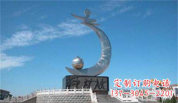 甘肃广场不锈钢和平鸽和蜜桃雕塑