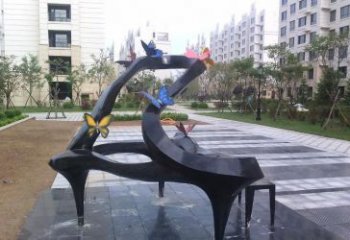 甘肃高端大气不锈钢抽象钢琴雕塑