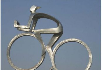 甘肃室外装饰不锈钢抽象骑自行车人物雕塑