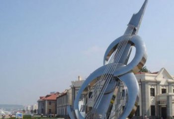 甘肃经典音乐雕塑：不锈钢大提琴