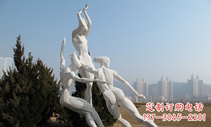 甘肃广场不锈钢滑冰的女孩雕塑