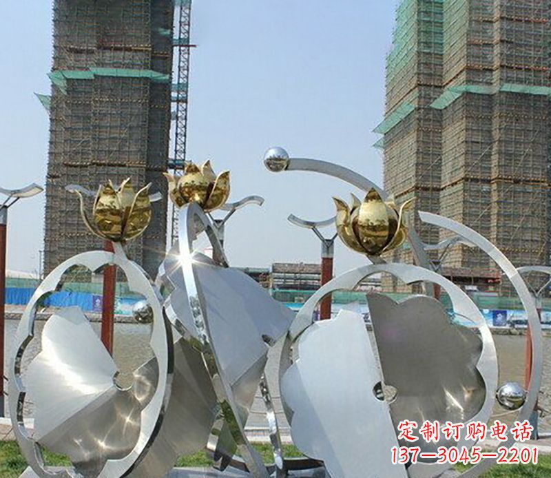 甘肃广场不锈钢莲花抽象雕塑