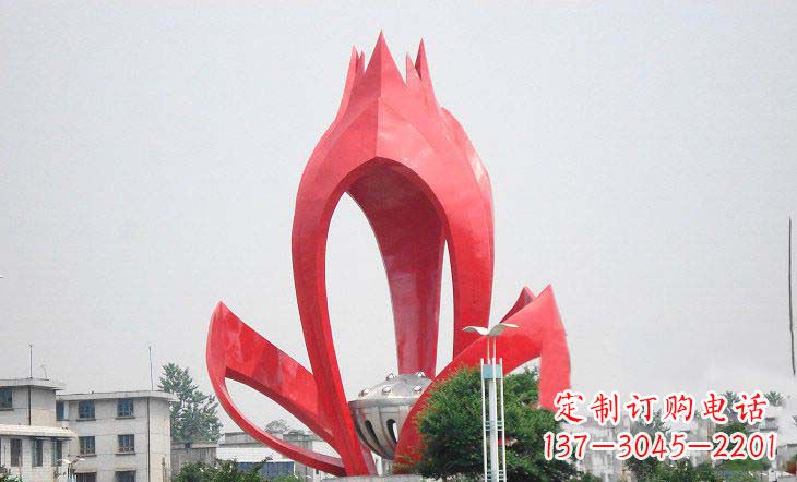 甘肃广场不锈钢莲花和莲蓬雕塑
