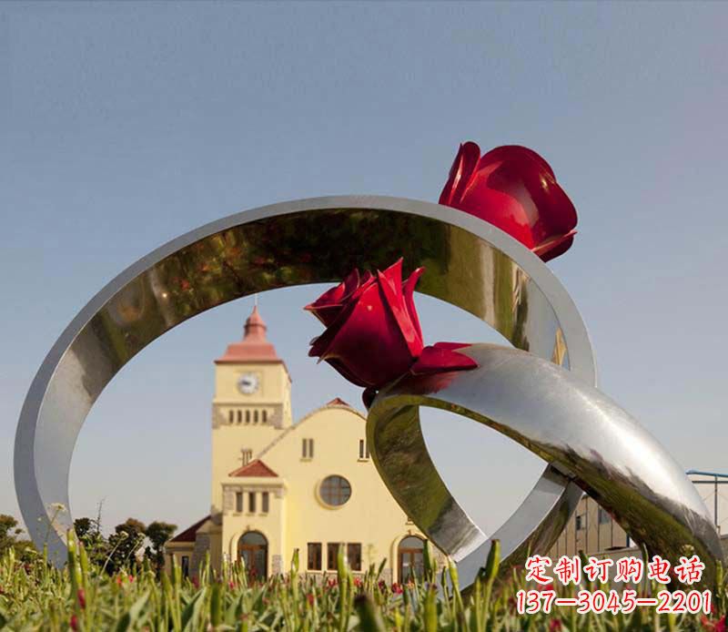 甘肃中领雕塑:风格独特的不锈钢玫瑰戒指雕塑