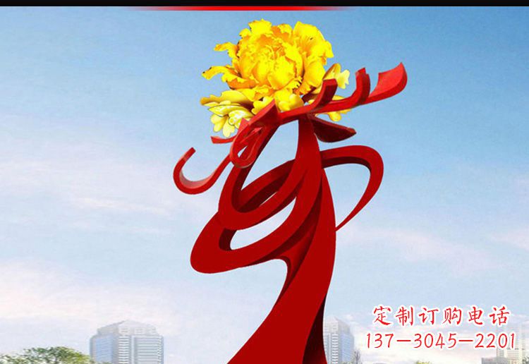甘肃欣赏静谧的雕塑之美:不锈钢牡丹花雕塑