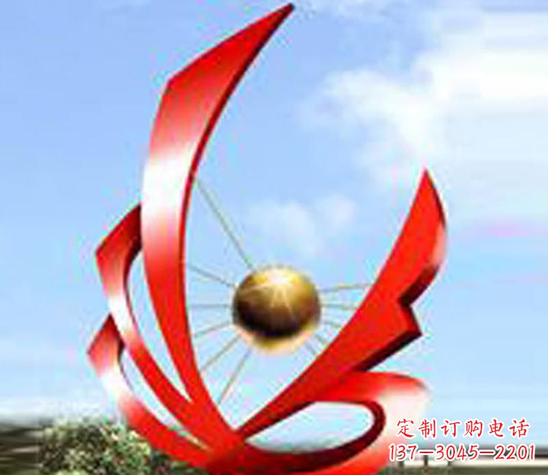 甘肃让风带来梦想——中领雕塑飘带球网景观雕塑
