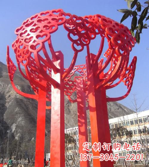 甘肃不锈钢心形树叶大树雕塑,展示爱与生命