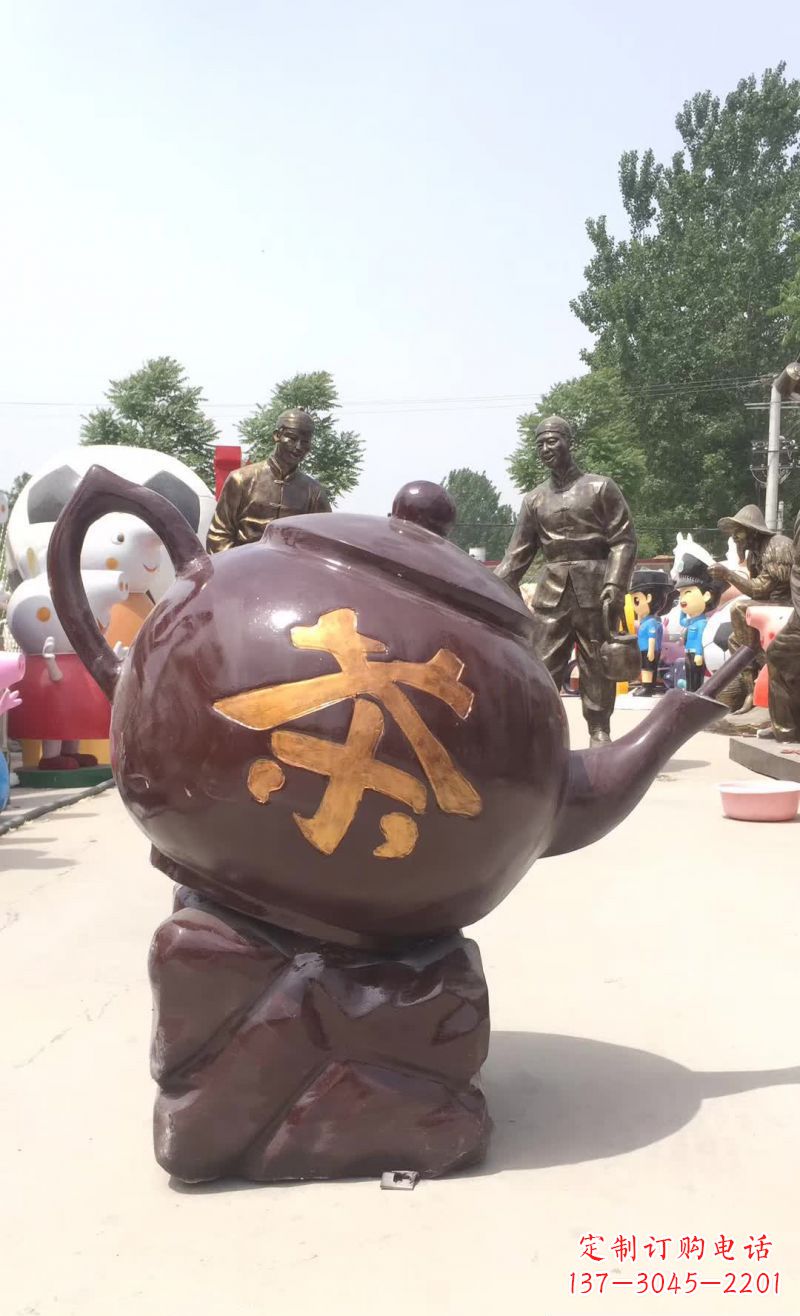 甘肃高质量广场茶壶铜雕塑
