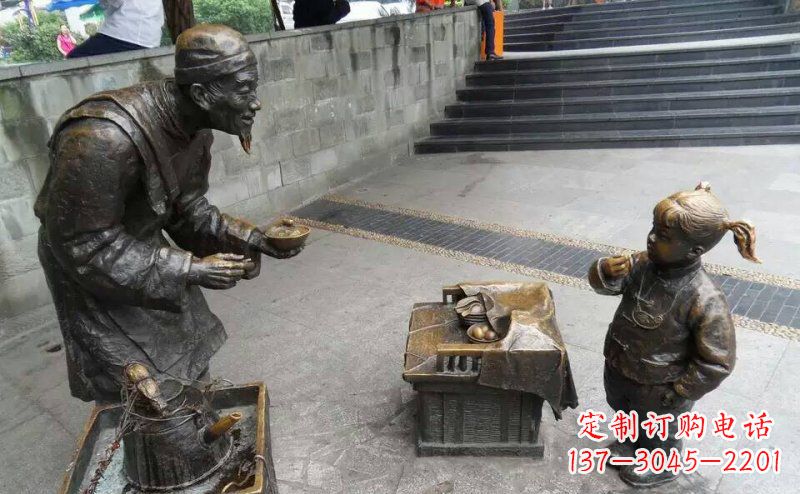 甘肃小女孩铜雕,古朴优雅