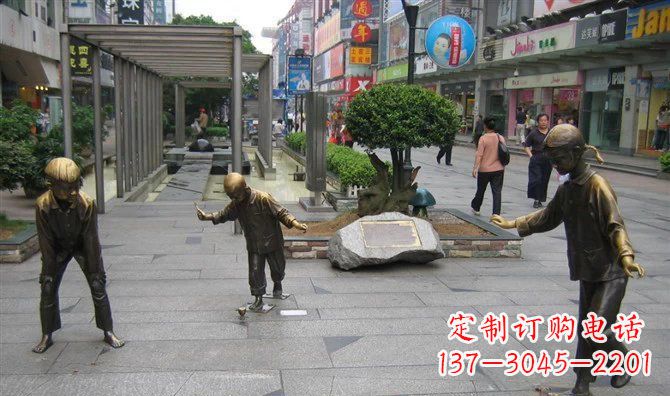 甘肃中领雕塑:陀螺小品人物铜雕