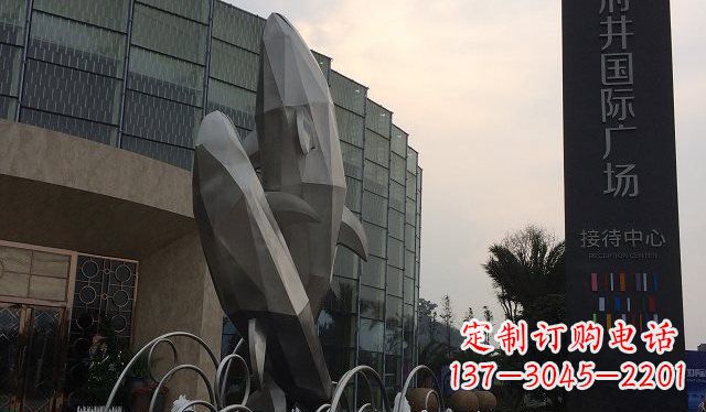 甘肃广场抽象海豚不锈钢雕塑