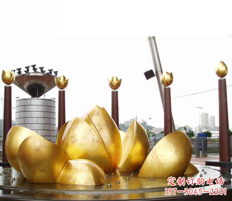 甘肃全新设计!中领雕塑莲花抽象广场雕塑