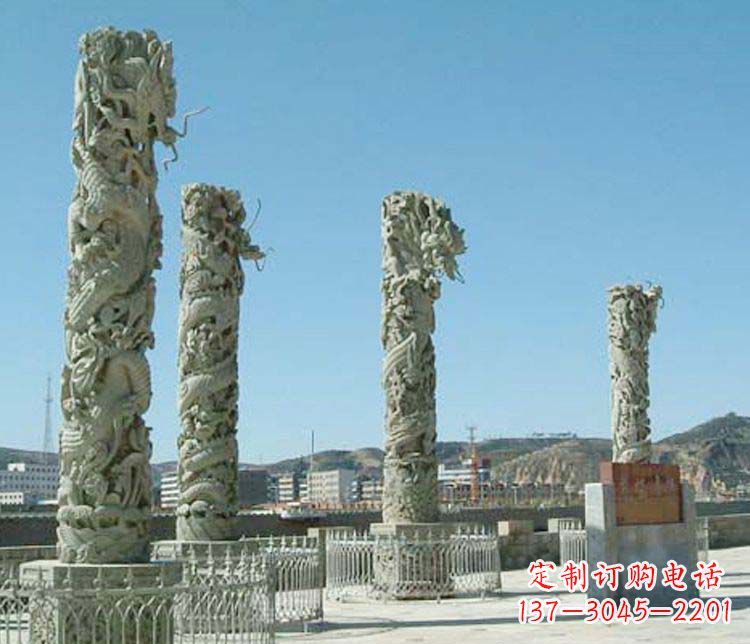 甘肃中领雕塑的大理石盘龙柱景观石雕