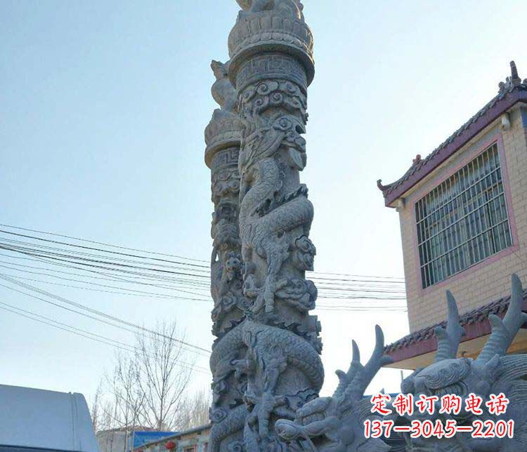 甘肃精美广场大理石龙柱雕塑
