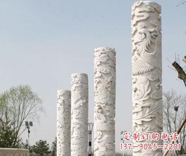 甘肃尊贵优雅,凤凰浮雕龙柱景观石雕