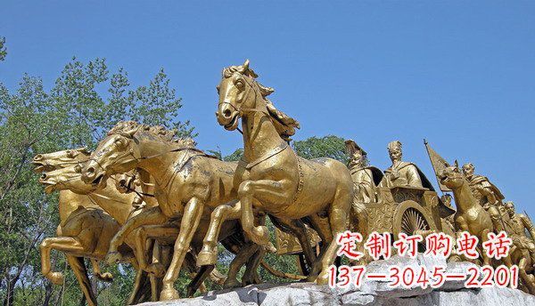 甘肃中领雕塑:精美古典马车铜雕