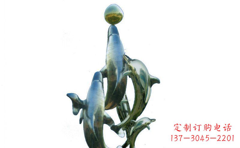 甘肃广场海豚不锈钢雕塑 (2)