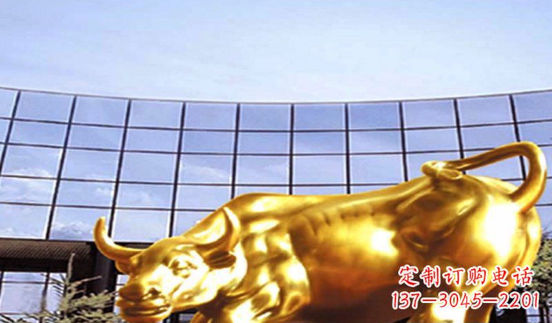 甘肃广场华尔街牛动物铜雕