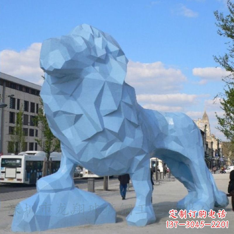甘肃广场几何切面狮子美陈雕塑