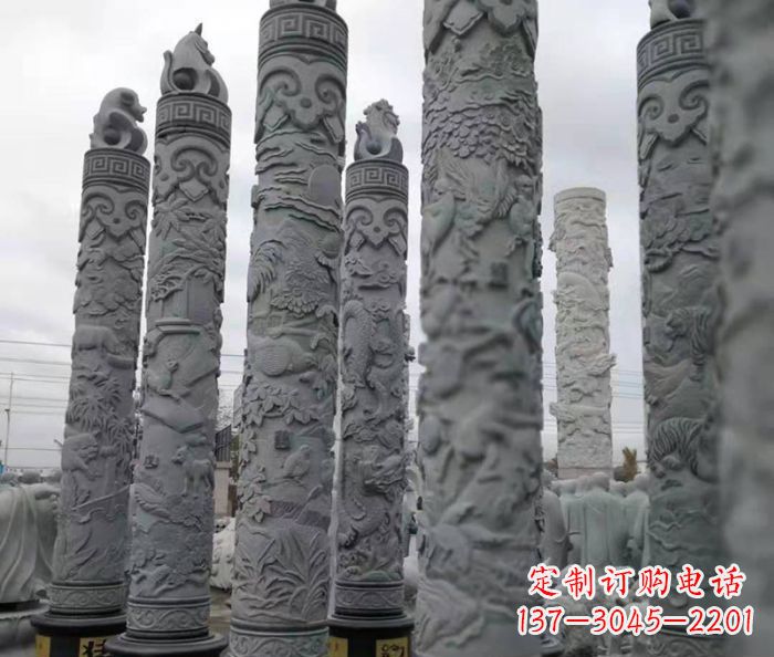 甘肃中领雕塑:12生肖石柱——精致美观的雕塑定制