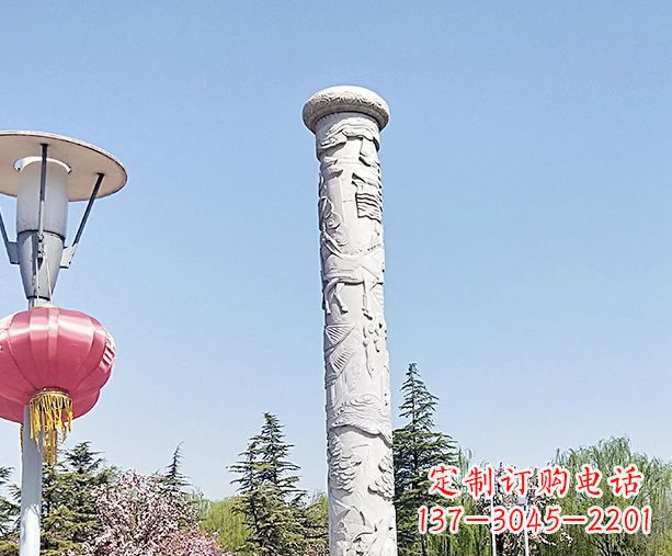 甘肃中领雕塑的大理石龙柱石雕