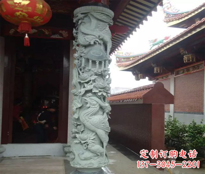 甘肃大理石龙柱雕塑，为室内景观带来活力