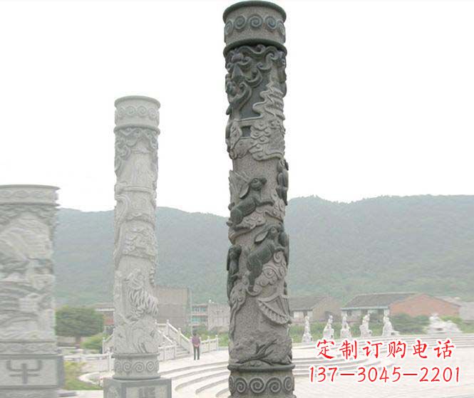 甘肃中领雕塑：多彩活力的12生肖石柱