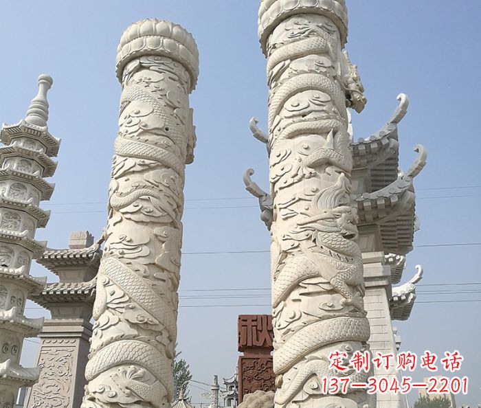 甘肃传承雄风,精美绝伦的盘龙柱石雕