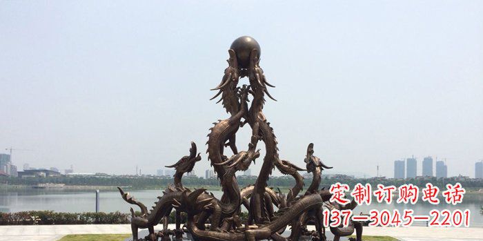 甘肃广场九龙戏珠铜龙铜雕
