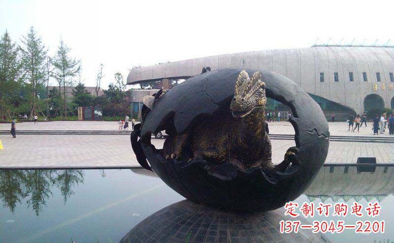 甘肃广场恐龙蛋景观铜雕