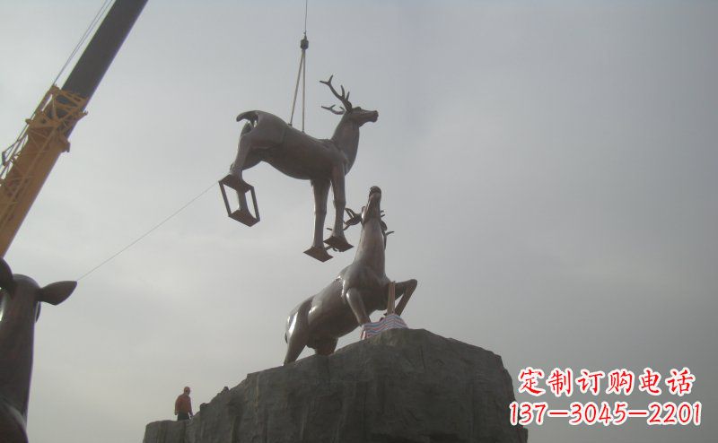 甘肃梅花鹿动物铜雕,极致精细,表达优雅